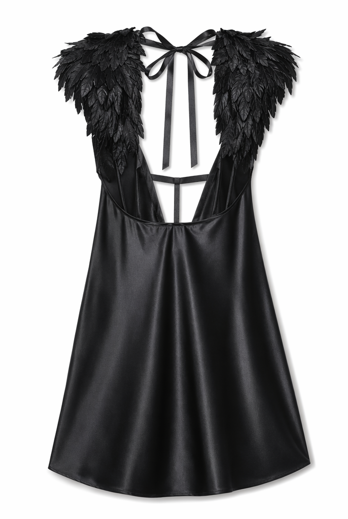 Gothic Satin Night Dress Black