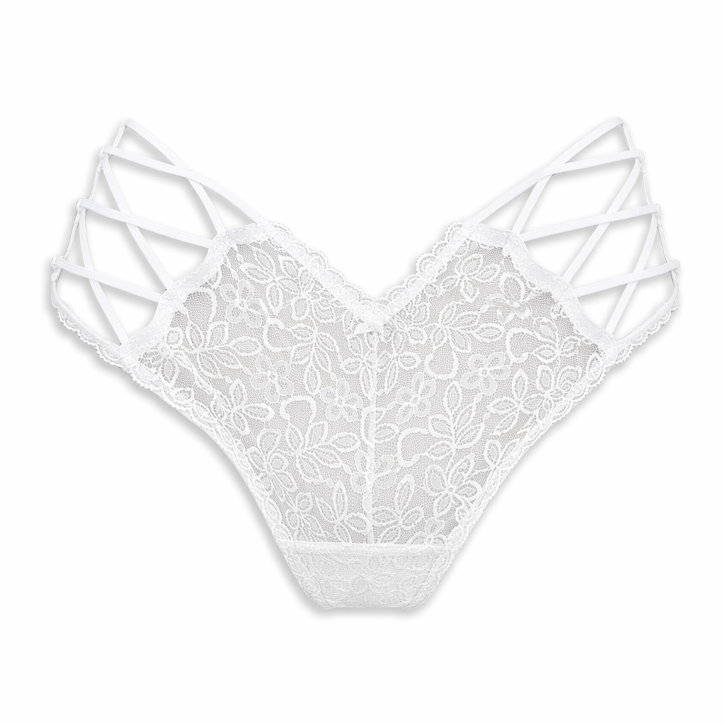 Plus Size Mid Waist Underwear White Lace Briefs