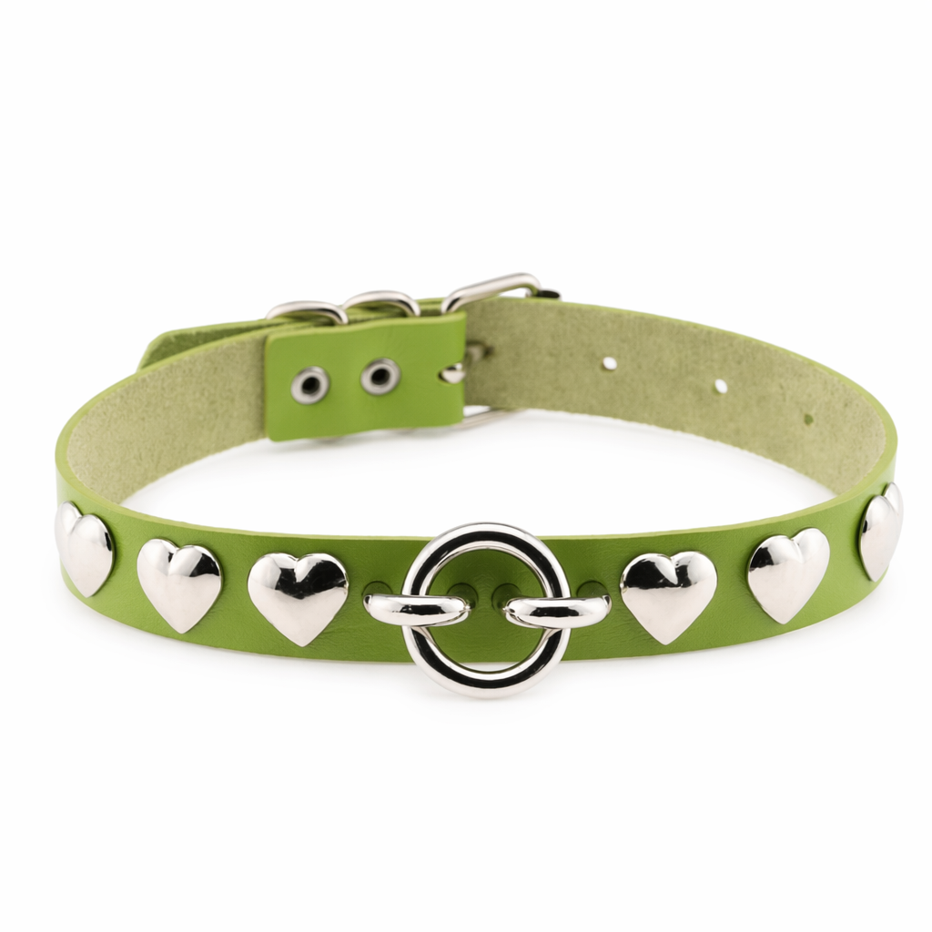 Colorful Heart Choker Green