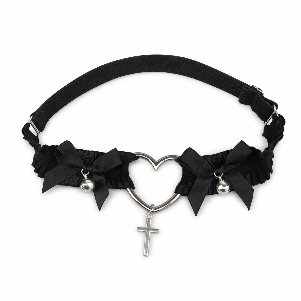 "Heart Lace Leg Garter - Black" B01