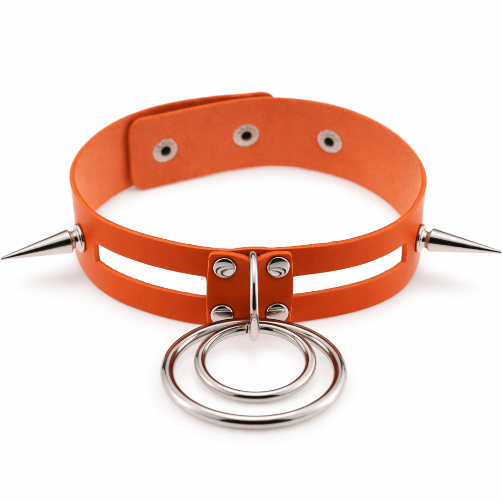 Black Spike Choker (11 Shades) Orange