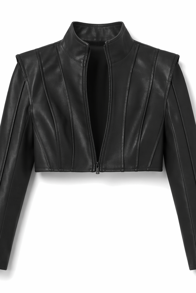 Leather Crop Jacket black