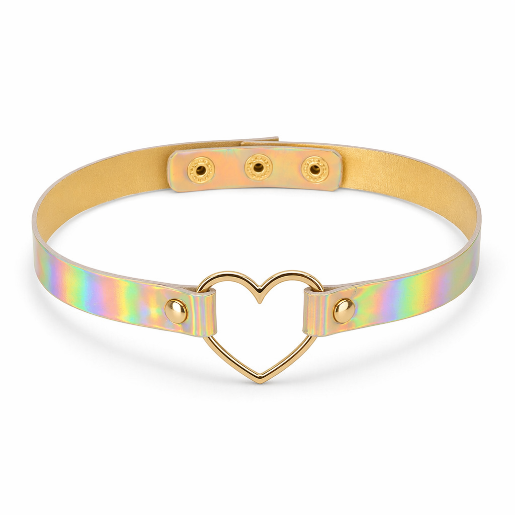 Holographic Heart Choker' gold
