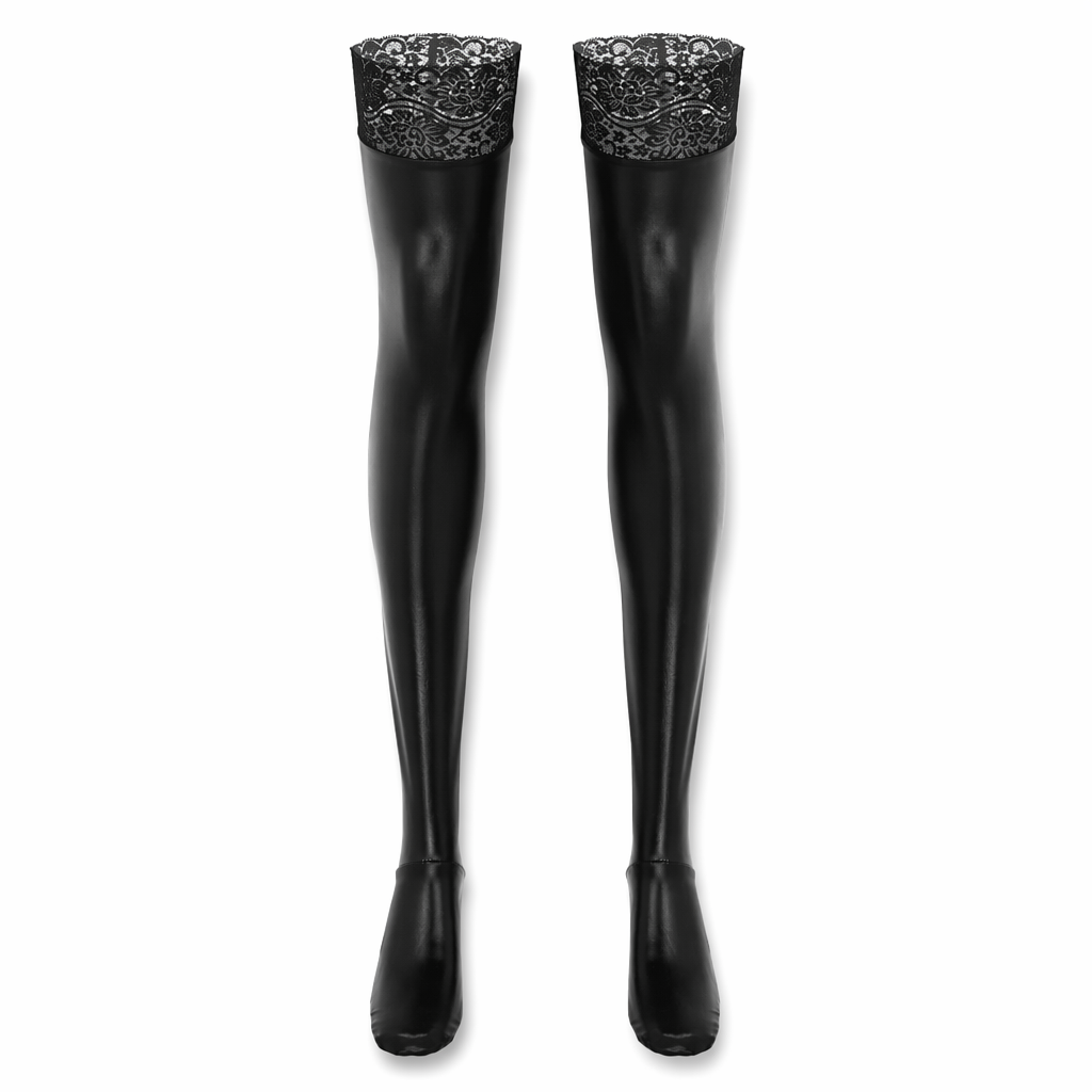 PU Wet-Look Latex Thigh Highs Default Title