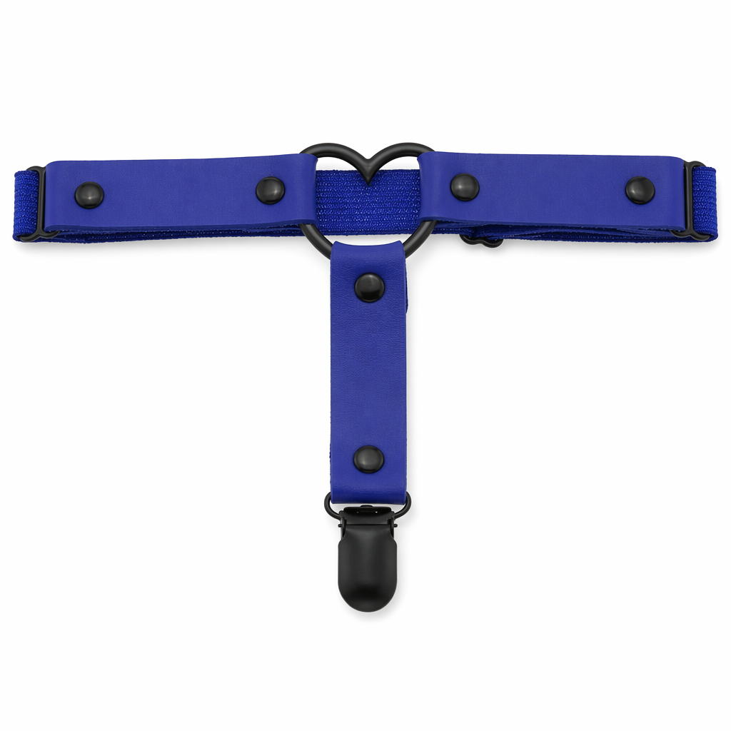 Gothic Leather Leg Garter blue