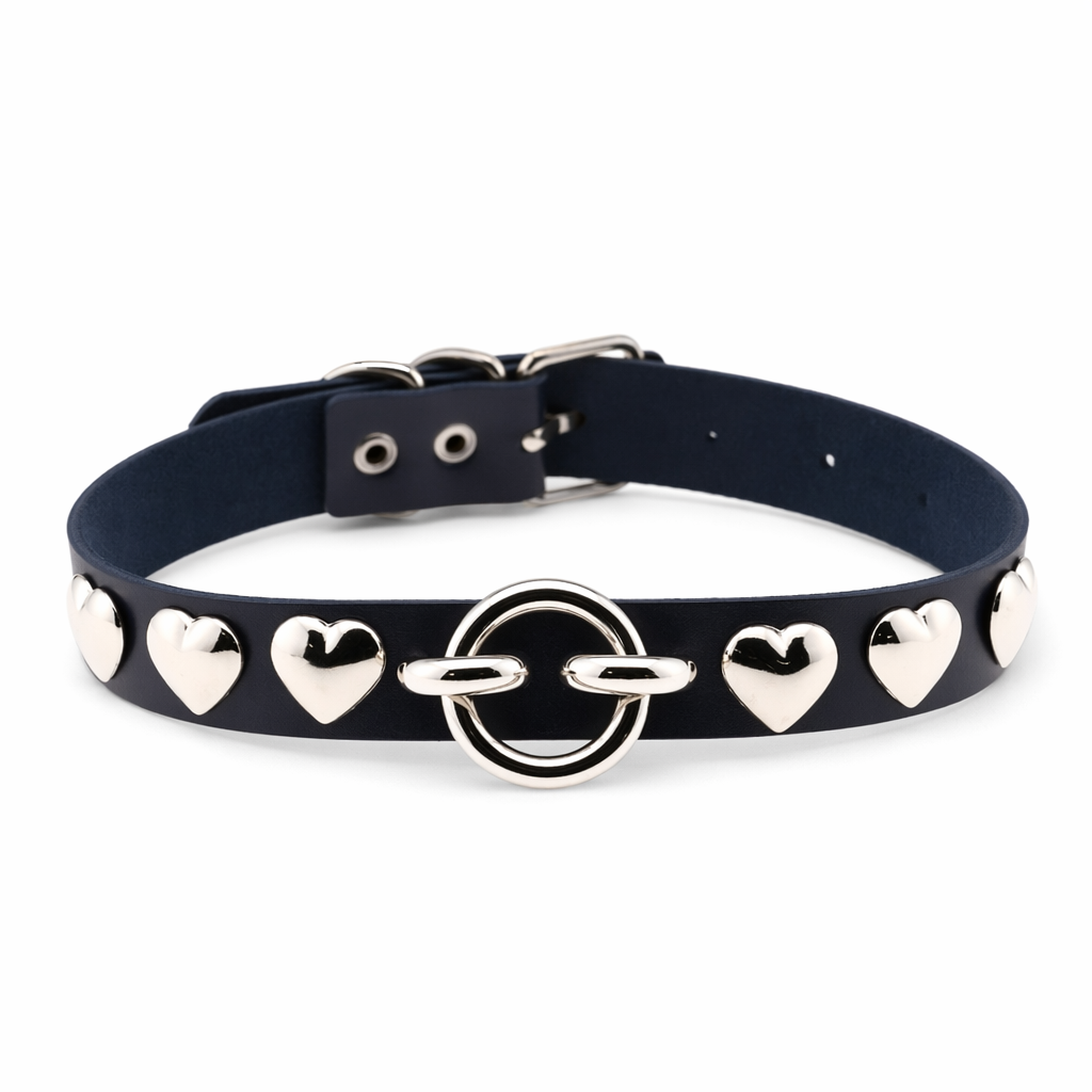 Colorful Heart Choker Dark Blue