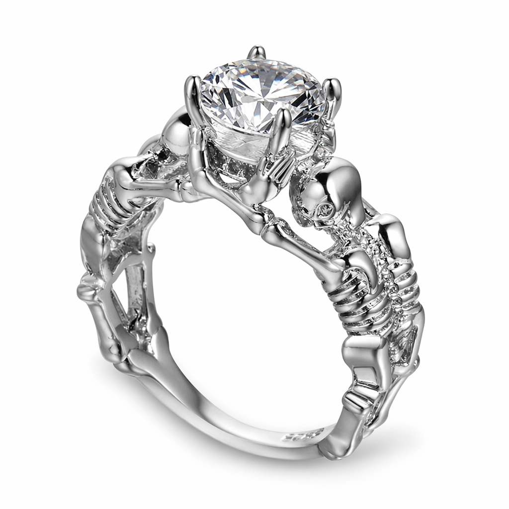 Silver Clear Stone Duo Ring 8