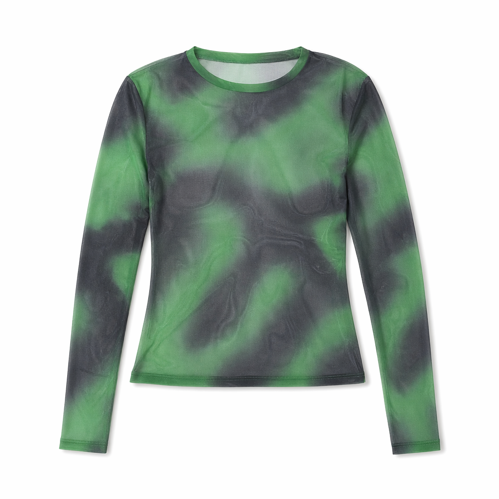 Green Tie Dye Mesh Top Green