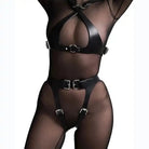 Dark Faux Leather Body Harness - The Cursed Closet
