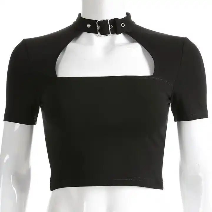Elegant Ebony Crop Top - The Cursed Closet
