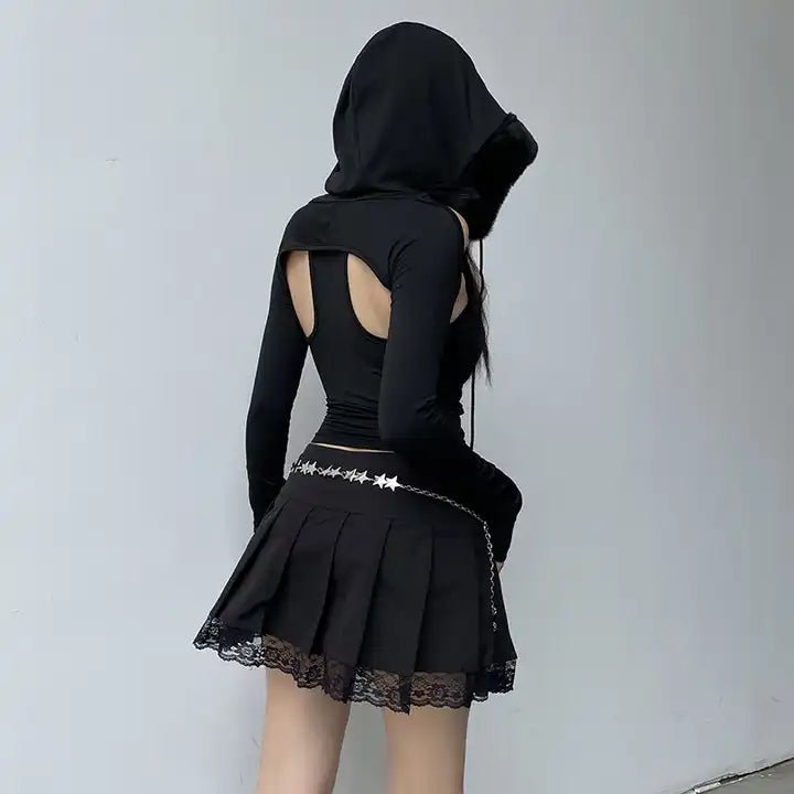 Faux Fur Hood Cropped Top - The Cursed Closet