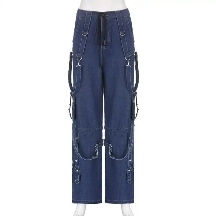 Blue High Waisted Grunge Denim Jeans - The Cursed Closet