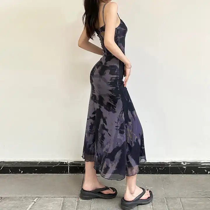 Doomed Mesh Tie - Dye Dress - The Cursed Closet