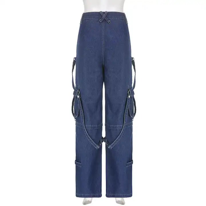 Blue High Waisted Grunge Denim Jeans - The Cursed Closet