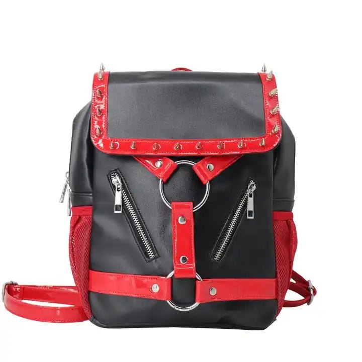 Black Red Gothic Rivet Backpack - The Cursed Closet