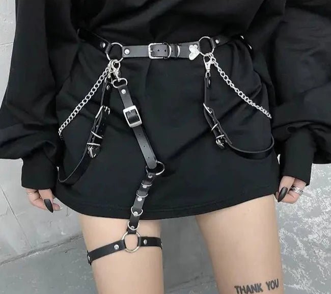 Gothic Black Leg Strap Garter - The Cursed Closet