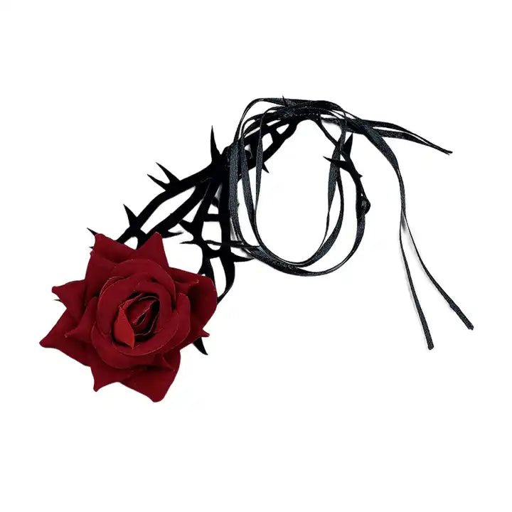 Rose Spiked Gothic Lace Necklace - The Cursed Closet