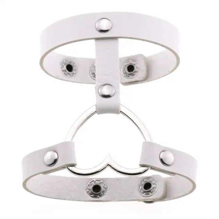 Gothic Leather Bracelet: Heart's Embrace - The Cursed Closet