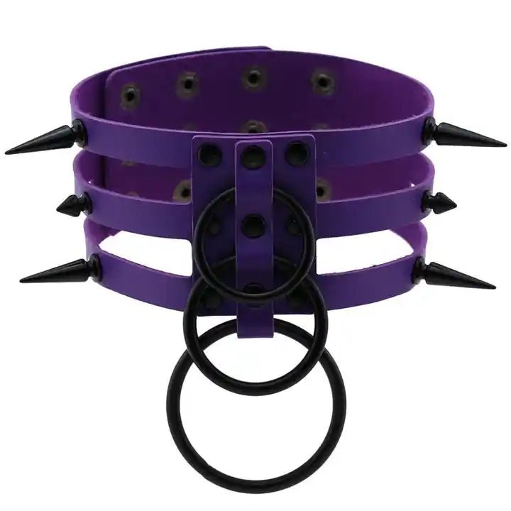 Gothic Spike Leather Choker. - The Cursed Closet