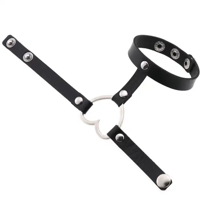 Gothic Leather Bracelet: Heart's Embrace - The Cursed Closet