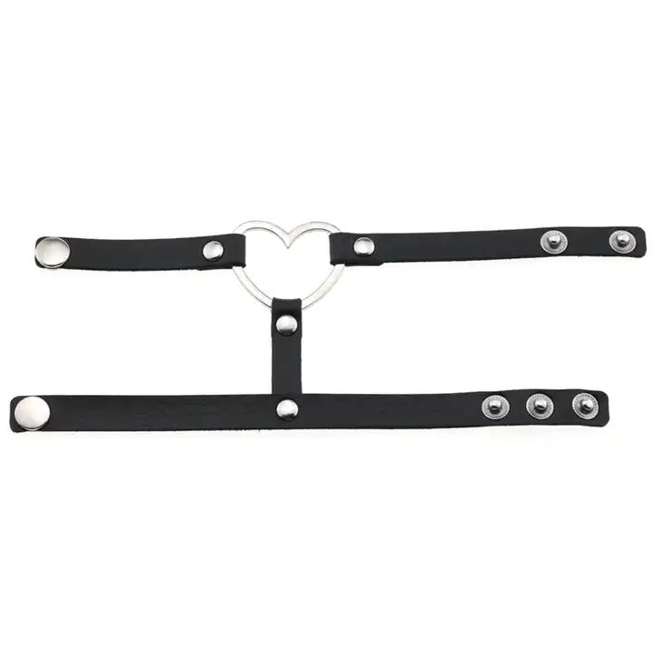 Gothic Leather Bracelet: Heart's Embrace - The Cursed Closet