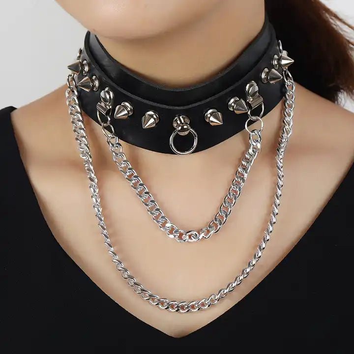 Gothic Spiked Choker Necklace - The Cursed Closet