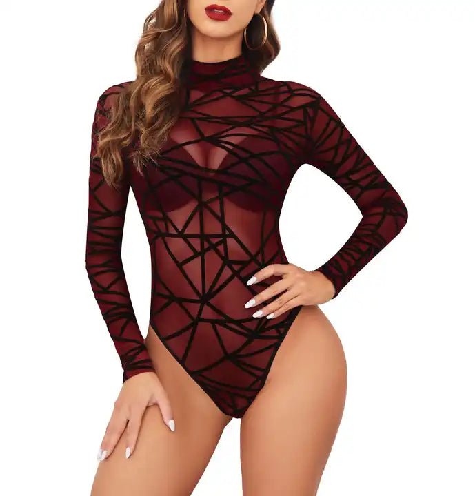 "Black Geometric Bodysuit" - The Cursed Closet