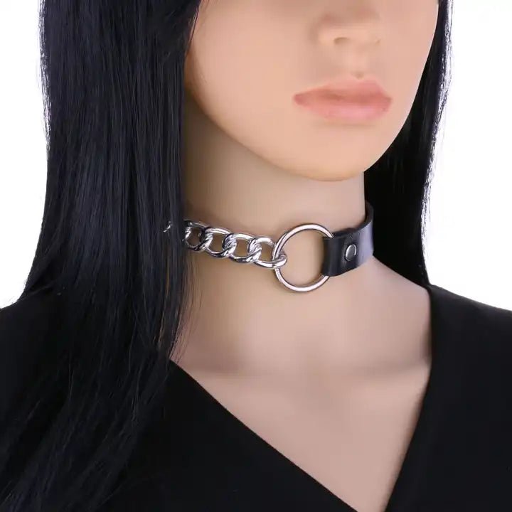 Black Leather Choker - The Cursed Closet