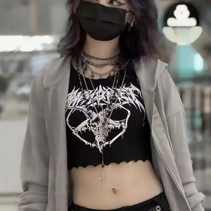 Goth Chic Y2K Crop Top - The Cursed Closet