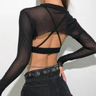 Grunge Fishnet Long Sleeve Top - The Cursed Closet