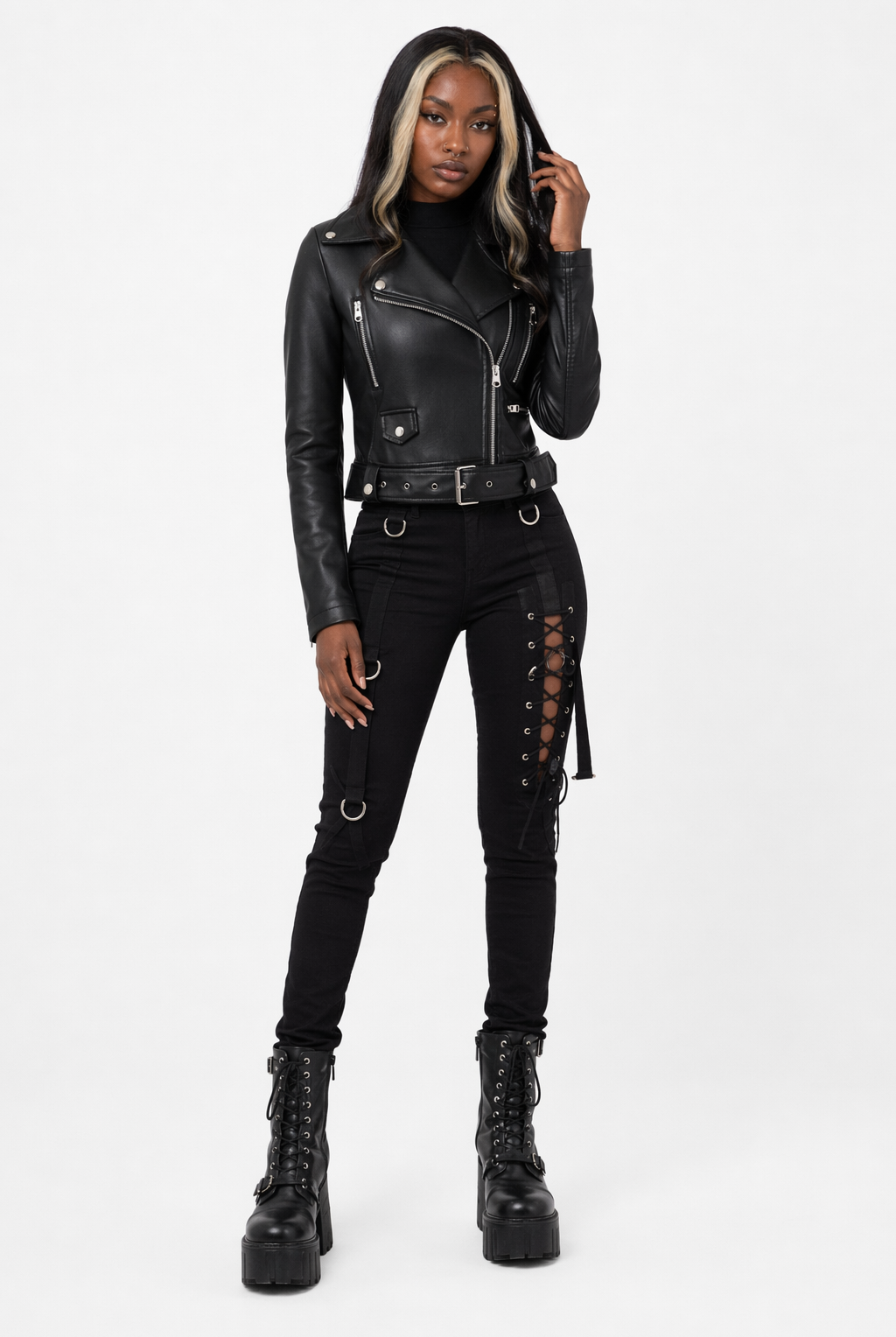 Gothic Black Leather Jacket black