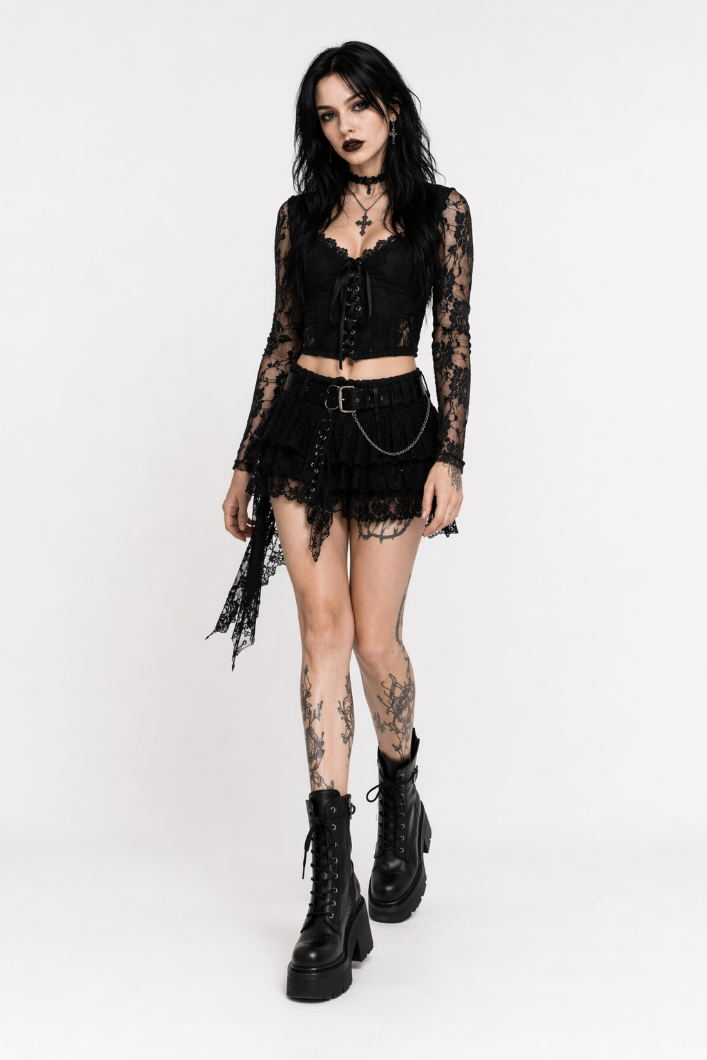 Gothic Lace Crop Top Black