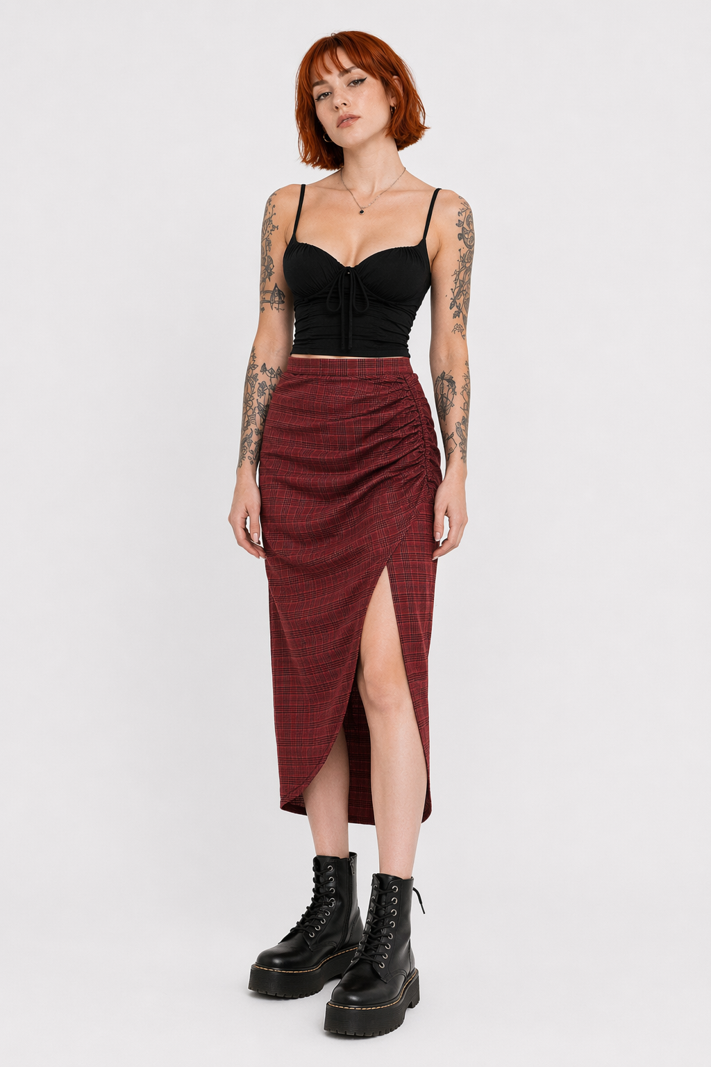 Grunge Plaid Maxi Skirt XS
