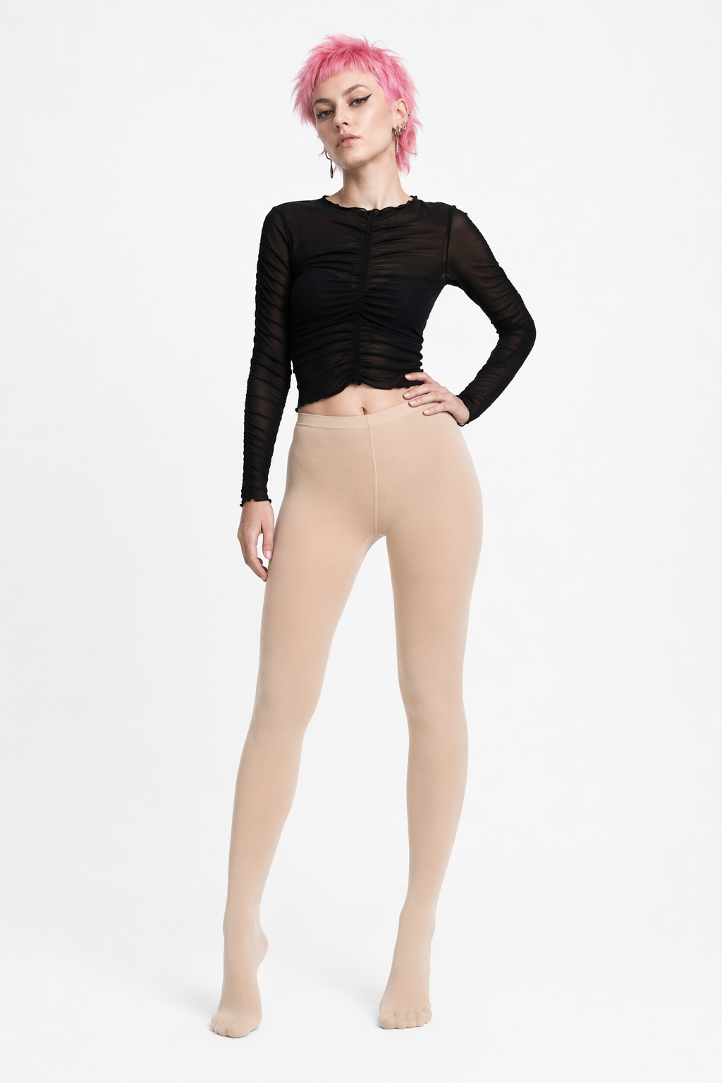 Cozy Beige Thermal Tights Beige With Feet