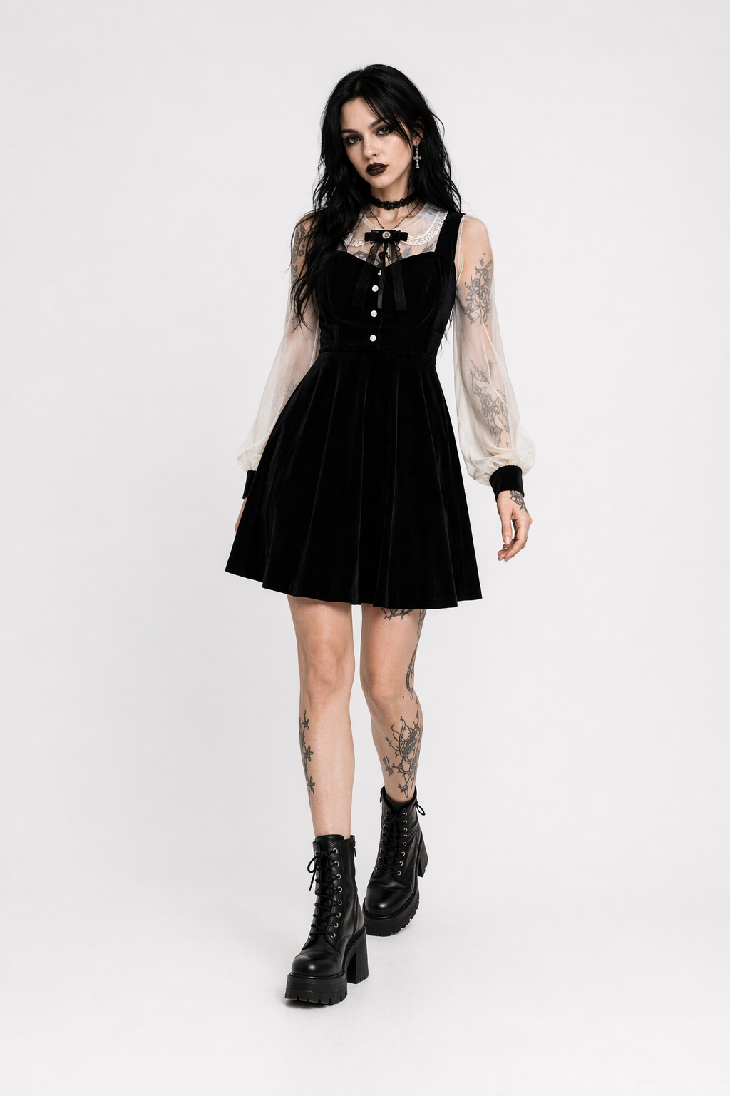 Dahlia Gothic Shirt Dress Black