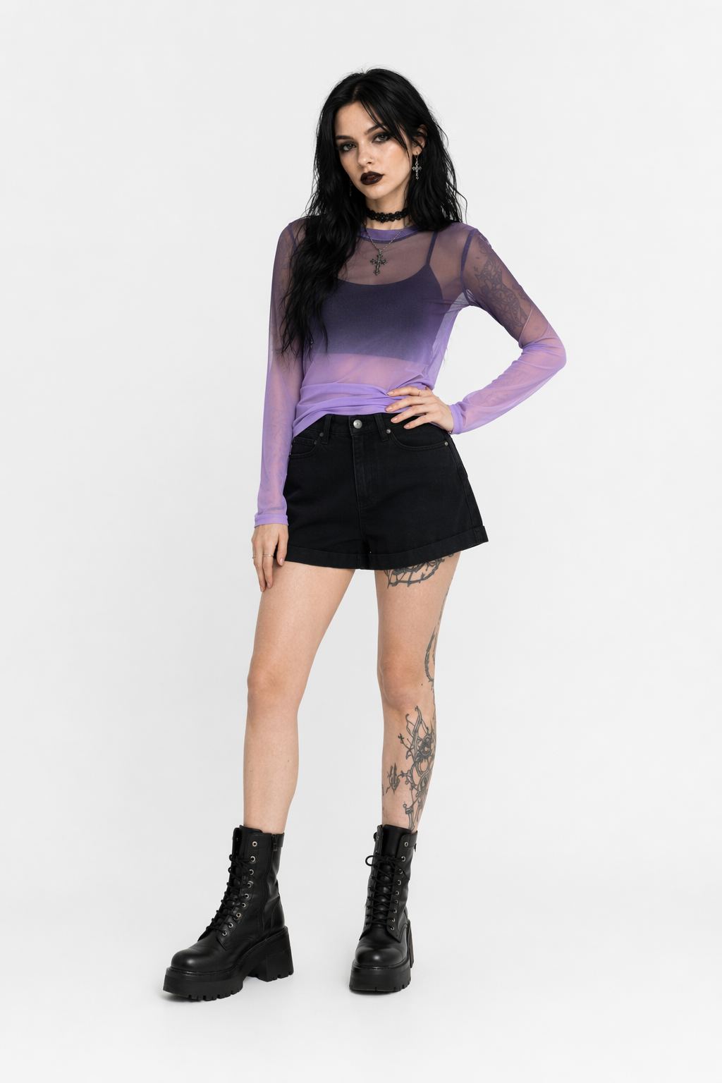 Gradient Mesh Tee - Purple/Green Purple