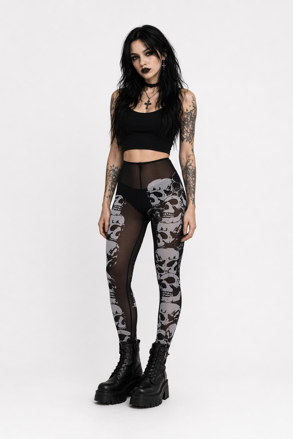 Mesh Skeleton Leggings black
