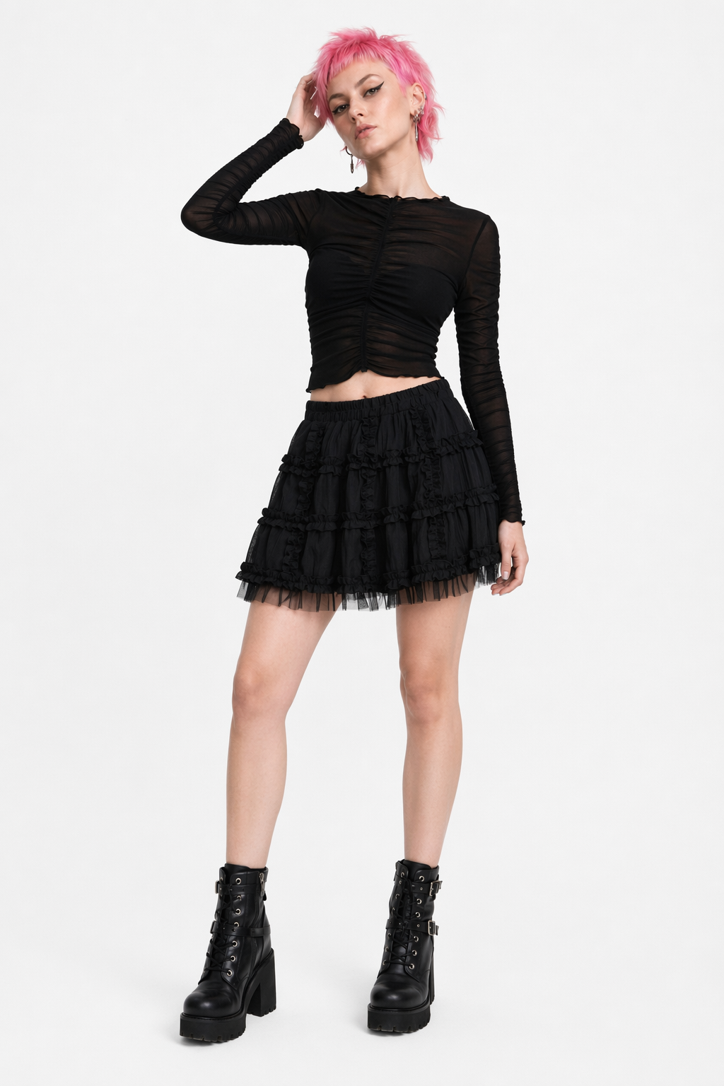 Grunge Lace Kawaii Mini Skirt Black