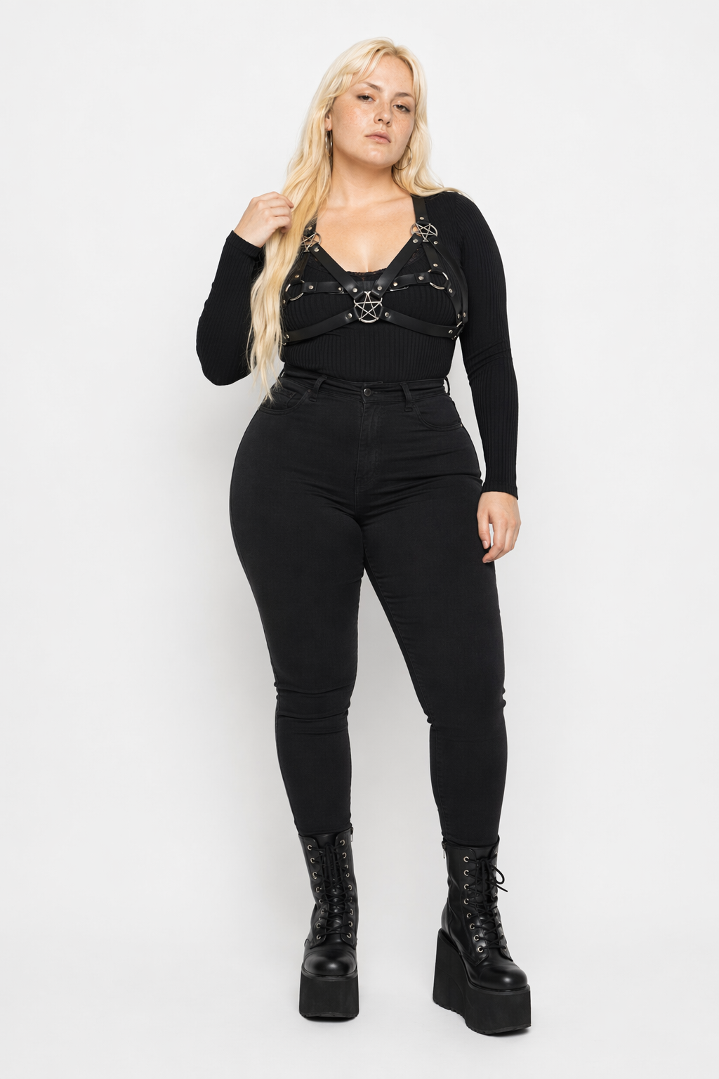 Deadstar' Faux Leather Harness Black