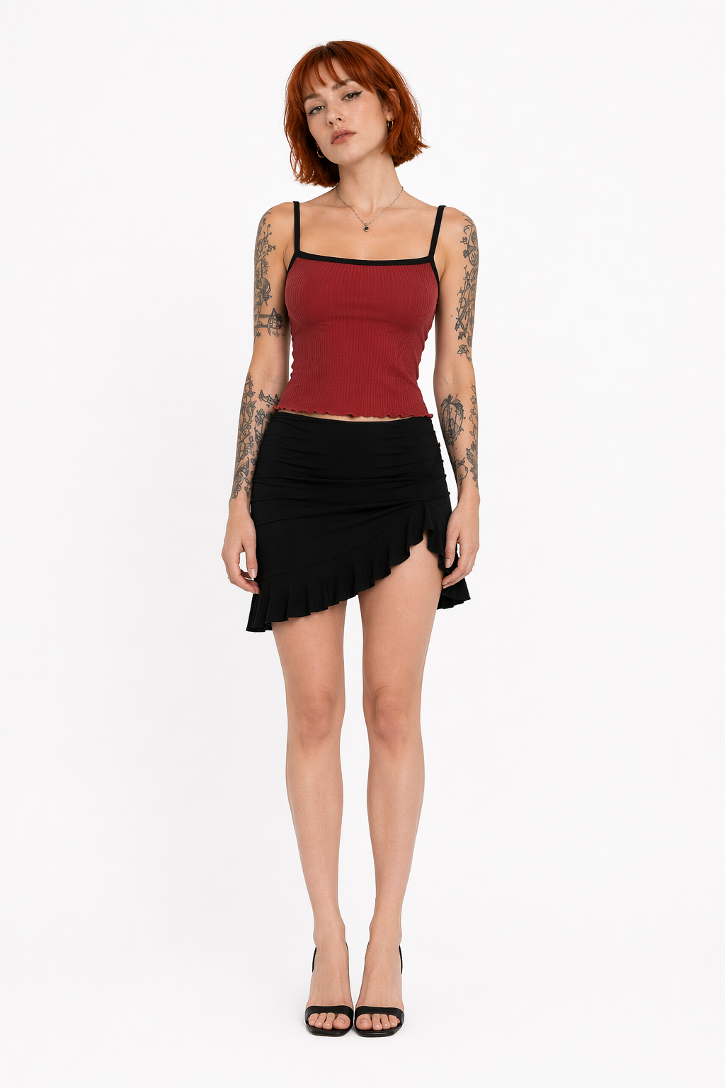 Grunge Goth Crop Top Red Camis