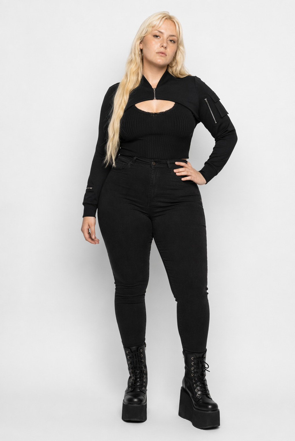 Classic Noir Crop Jacket' Black