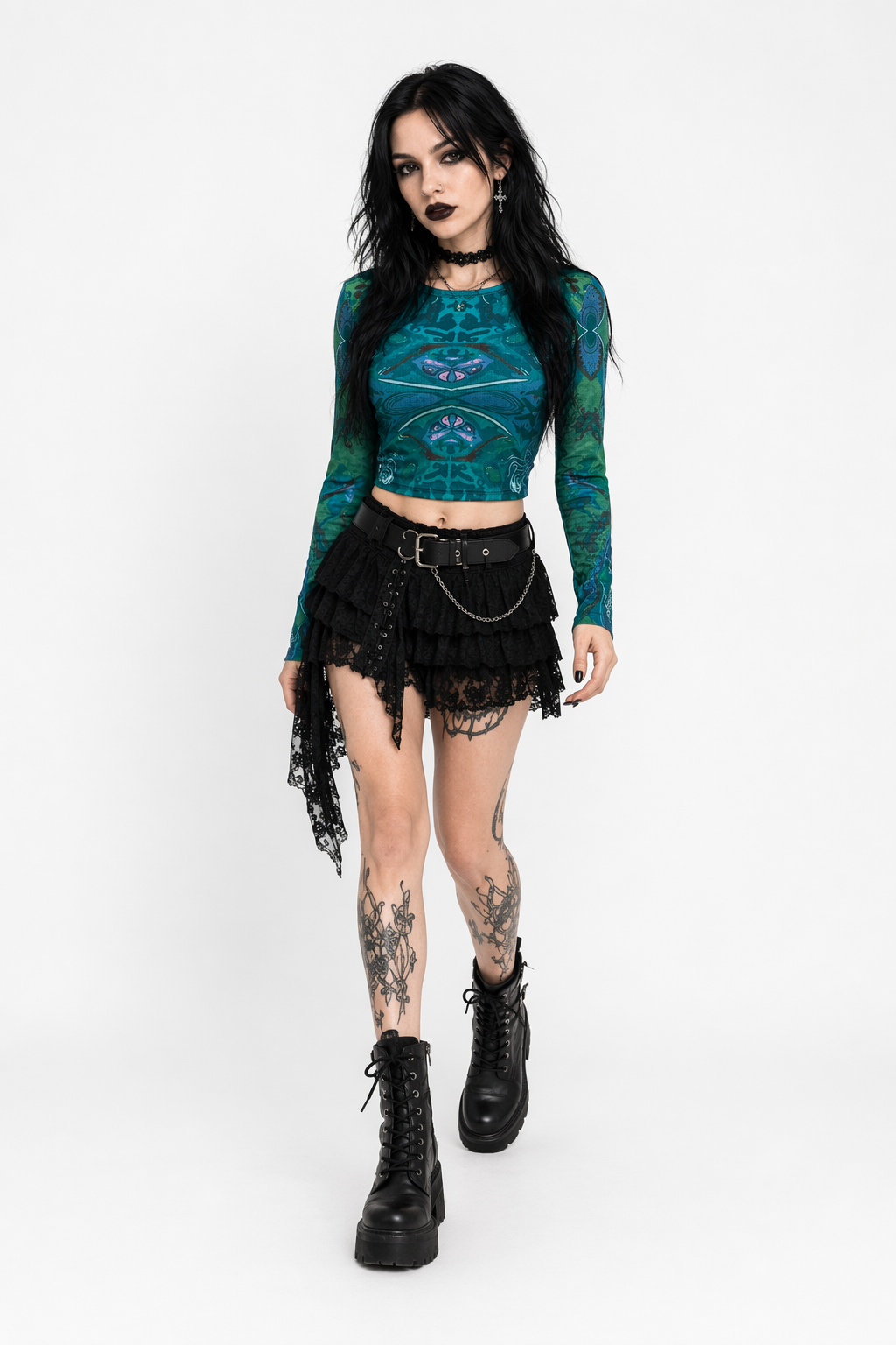Grunge Harajuku Crop Top Green