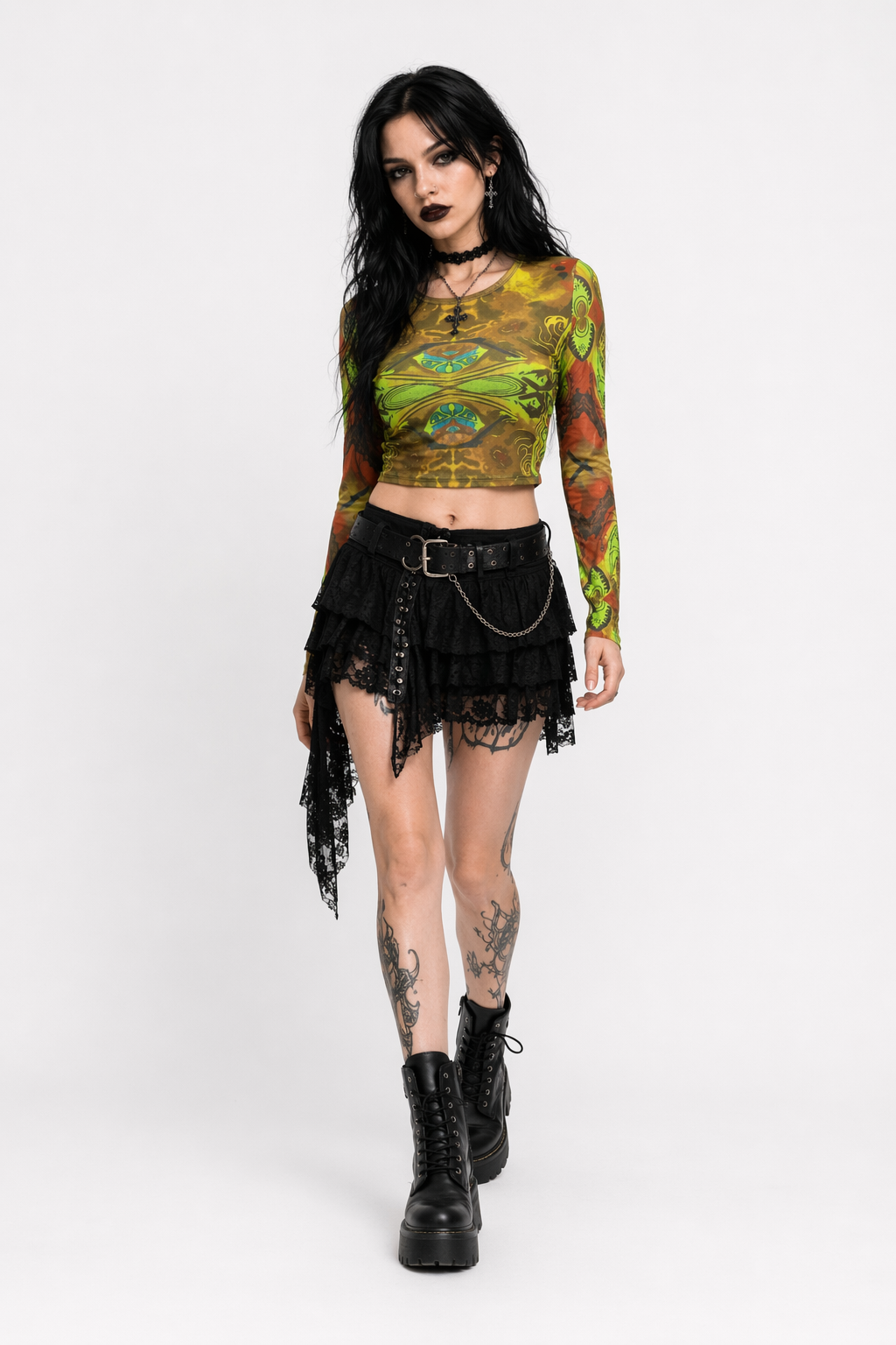 Grunge Harajuku Crop Top yellow
