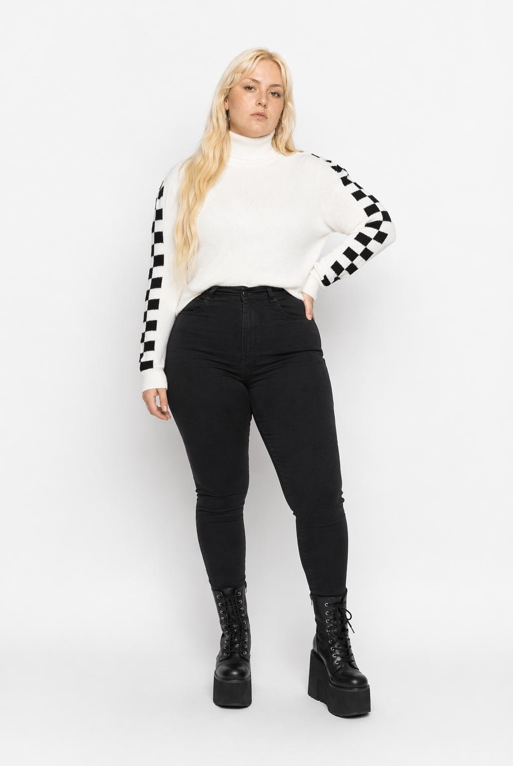 "Cozy Long-sleeve Turtleneck Sweater" White