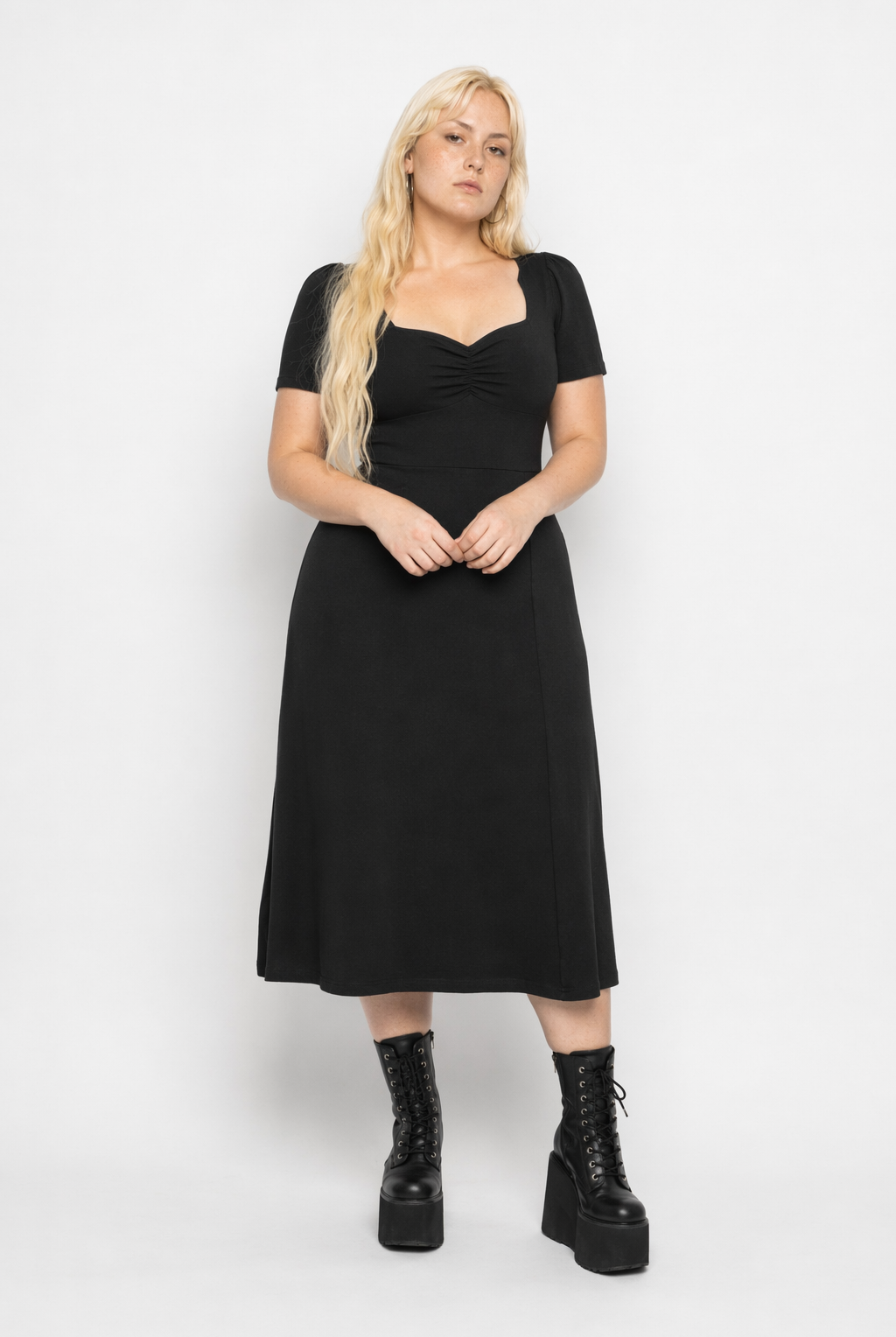 Black Gothic Midi Dress. Black