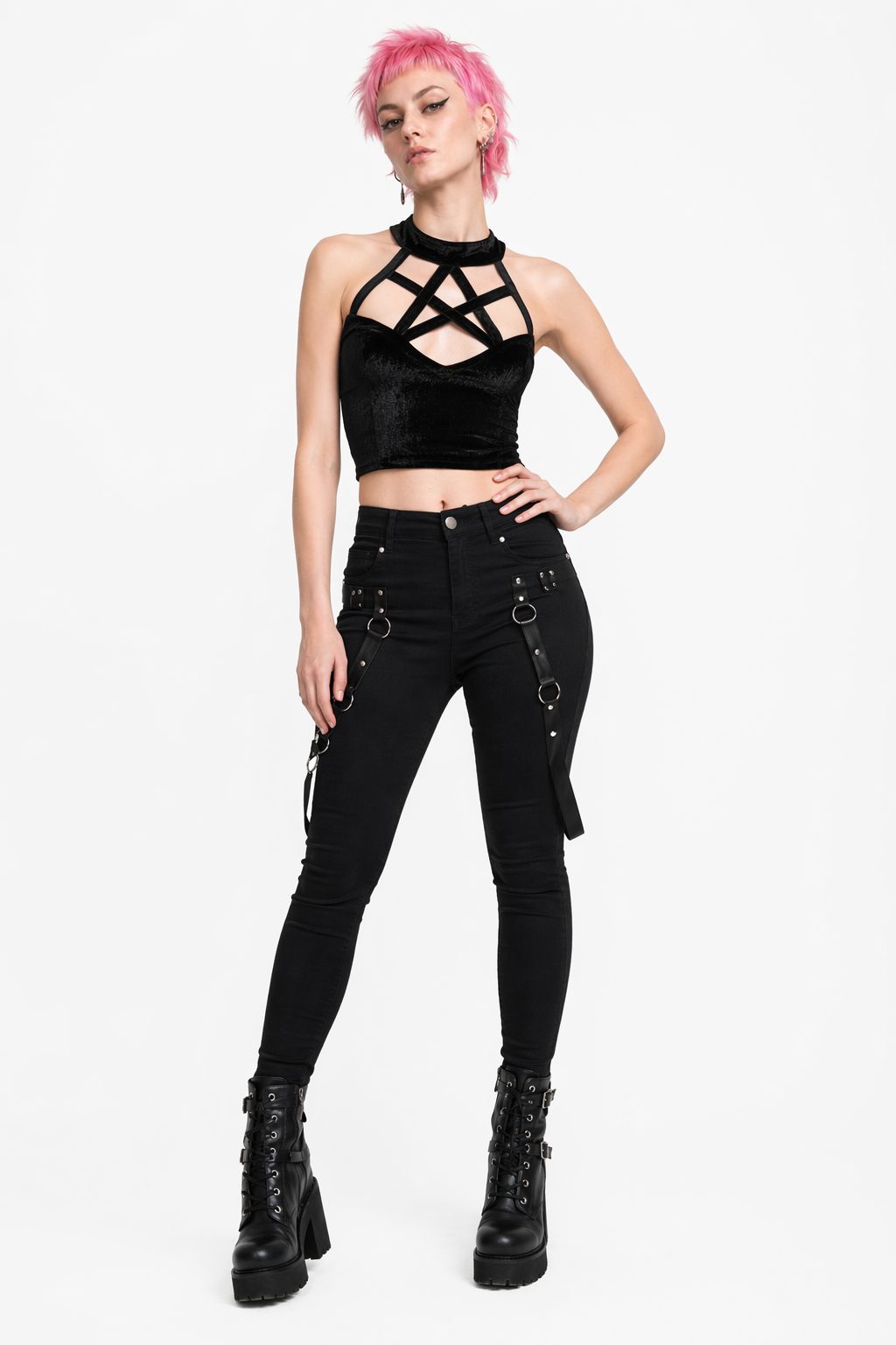 Dangerous' Pentagram Crop Top. Black