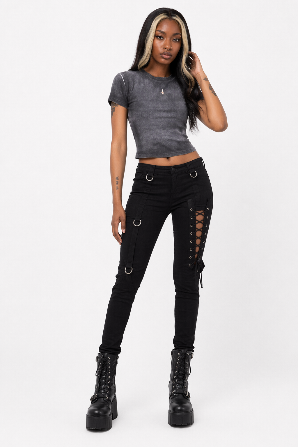 Grunge Tie-dye Crop Top GRAY