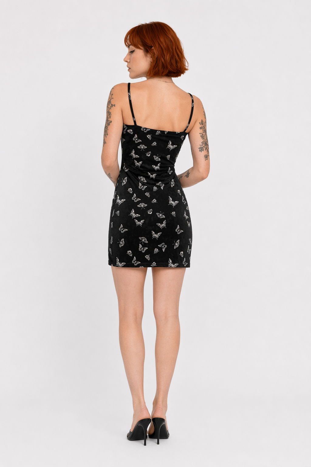 Black Butterfly Velvet Dress black