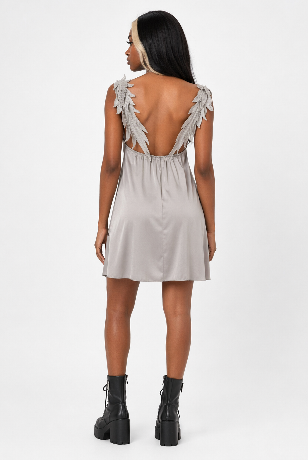 Gothic Satin Night Dress Gray