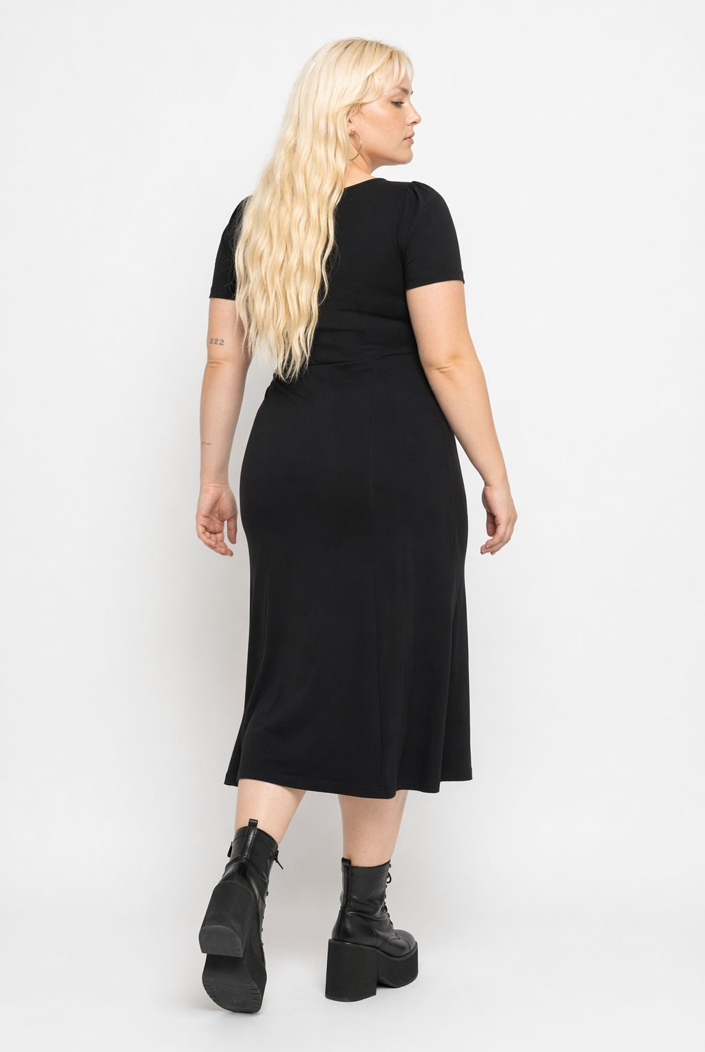 Black Gothic Midi Dress. Black